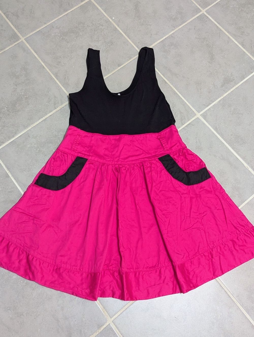 Max Love Colorblock Pink & Black Mini Dress Women’s Large Fit & Flare Pockets Si